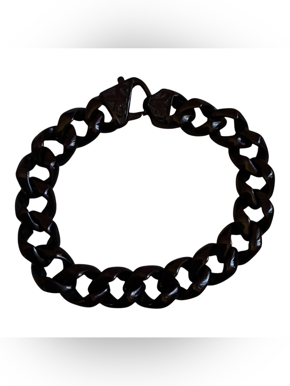 NWOT MEN’S STAINLESS STEEL BLACK COATED THICK BRACELET 9” L
